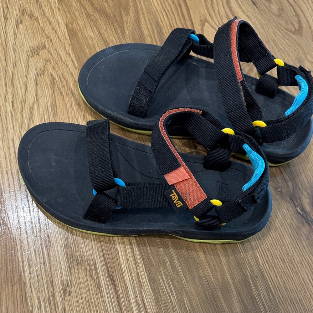 Teva Kids Black Sandals with Blue and Orange Accents Size 2
